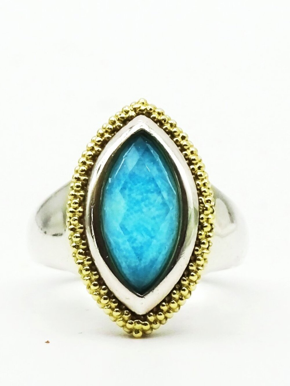 LAGOS Caviar Sterling Silver Quartz Doublet Cocktail Ring Size 7